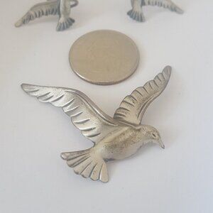 Vintage: 925 BEAU STERLING SILVER SEAGULL BIRD SET EARRINGS + BROOCH"